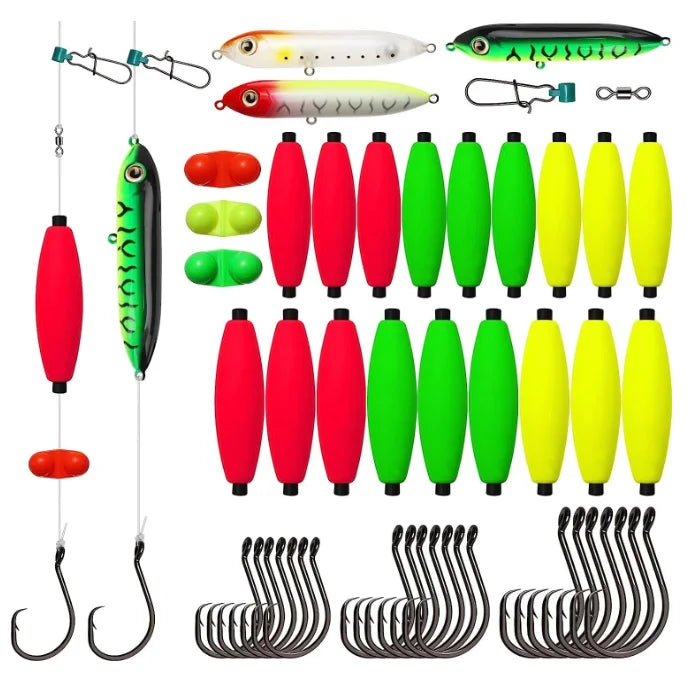 Catfishing Tackle Making Kit - 102PCS/99PCS Rig Accessories With Floats, Hooks, Swivels, and Fishing Bells