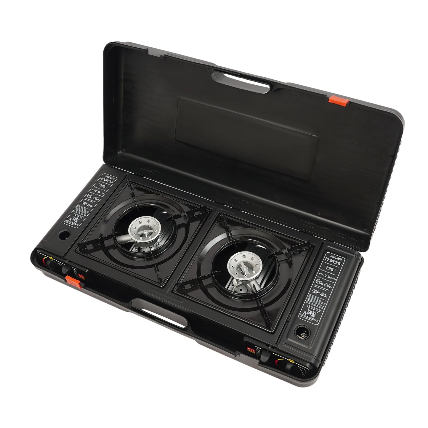 Portable Camping Stove Double Head Barbecue Gas stove with 2 Burners&Baking Tray for Home Application Outdoor Camping