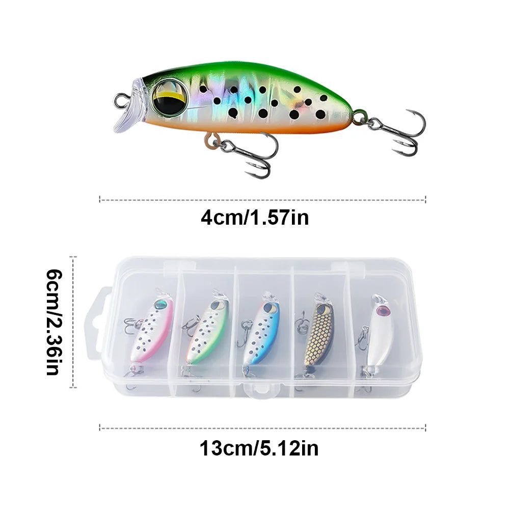 5pcs Mixed Colors Minnow Fishing Lures Artificial Hard Bait Wobbler Crankbaits for Trout Bass Carp Fishing Accessories