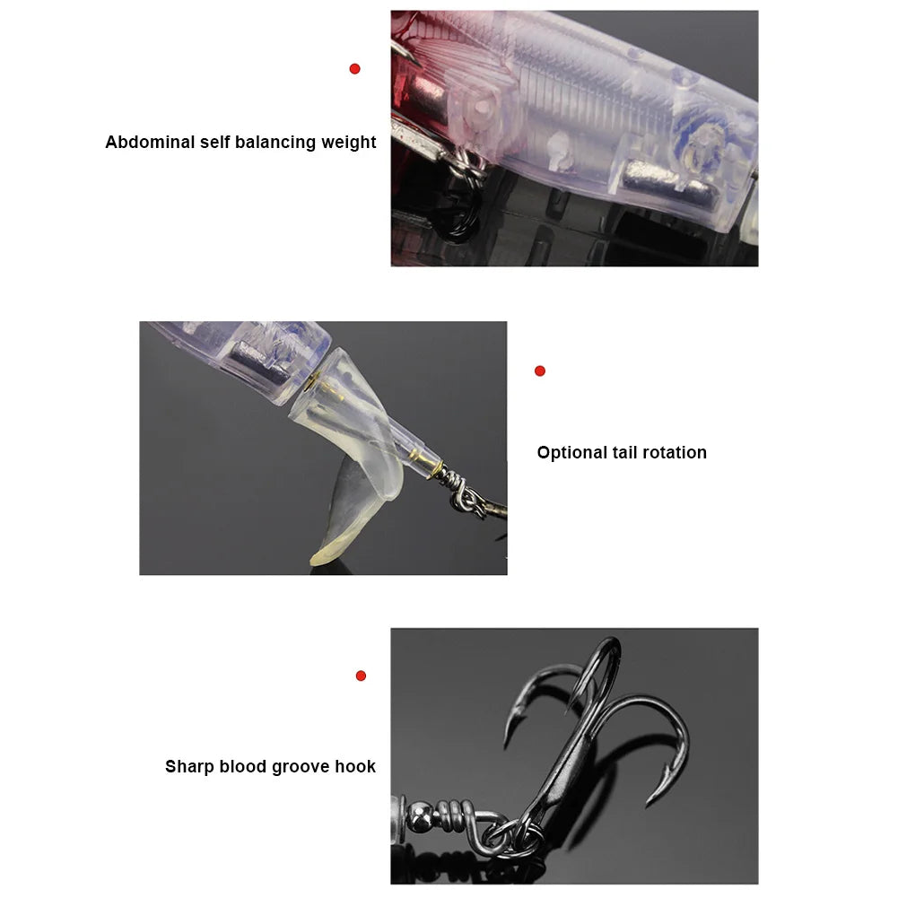 5pcs Whopper Popper Artificial Bait with Rotating Tail Crankbait Fishing Lures for Bass Pike Chub Fishing Accessories