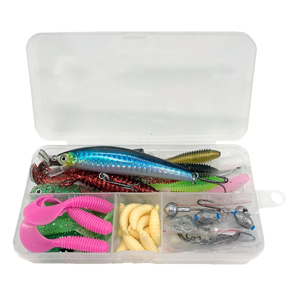 83pcs Fishing Lures Kit Soft and Hard Bait Hooks Sinker Weights Fishing Accessories Gifts for Men