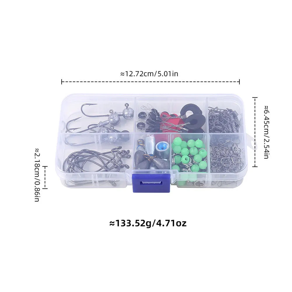 170pcs Fishing Accessories Kit Including Box Hooks Swivels Sinkers Fishing Gear Set Gifts for Men
