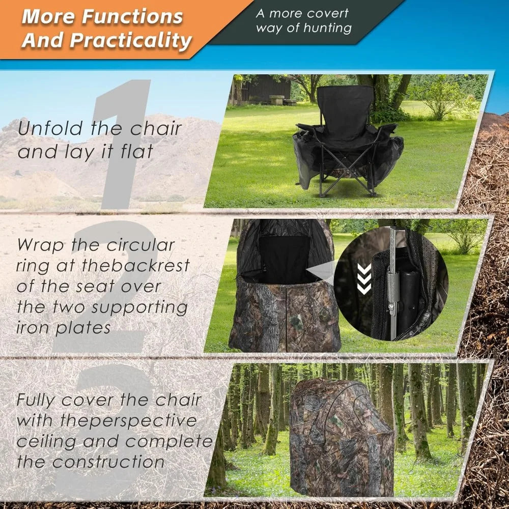 Portable Half-Person Camouflage Hunting Blind with Transparent Mesh and Carry Bag