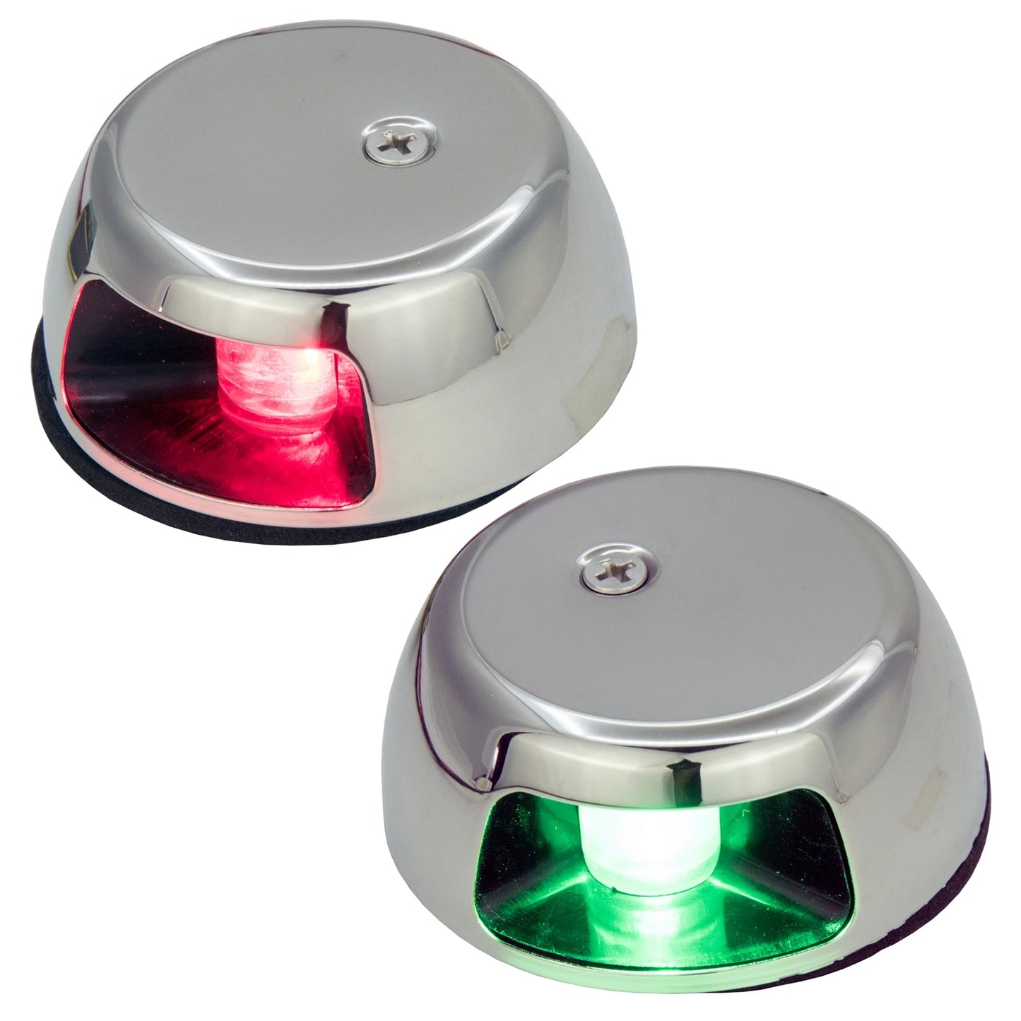 Marine LED Navigation Light Red Green Stainless Steel Side Lights Horizontal Mount 12V for Pontoon and Small Boat (Silver)