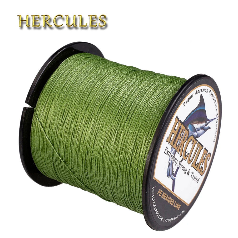 Hercules-braided fishing line, 100m, 300m, 500m, 1000m, 1500m, 2000m, army green, 4 strands, super strong saltwater fishing line