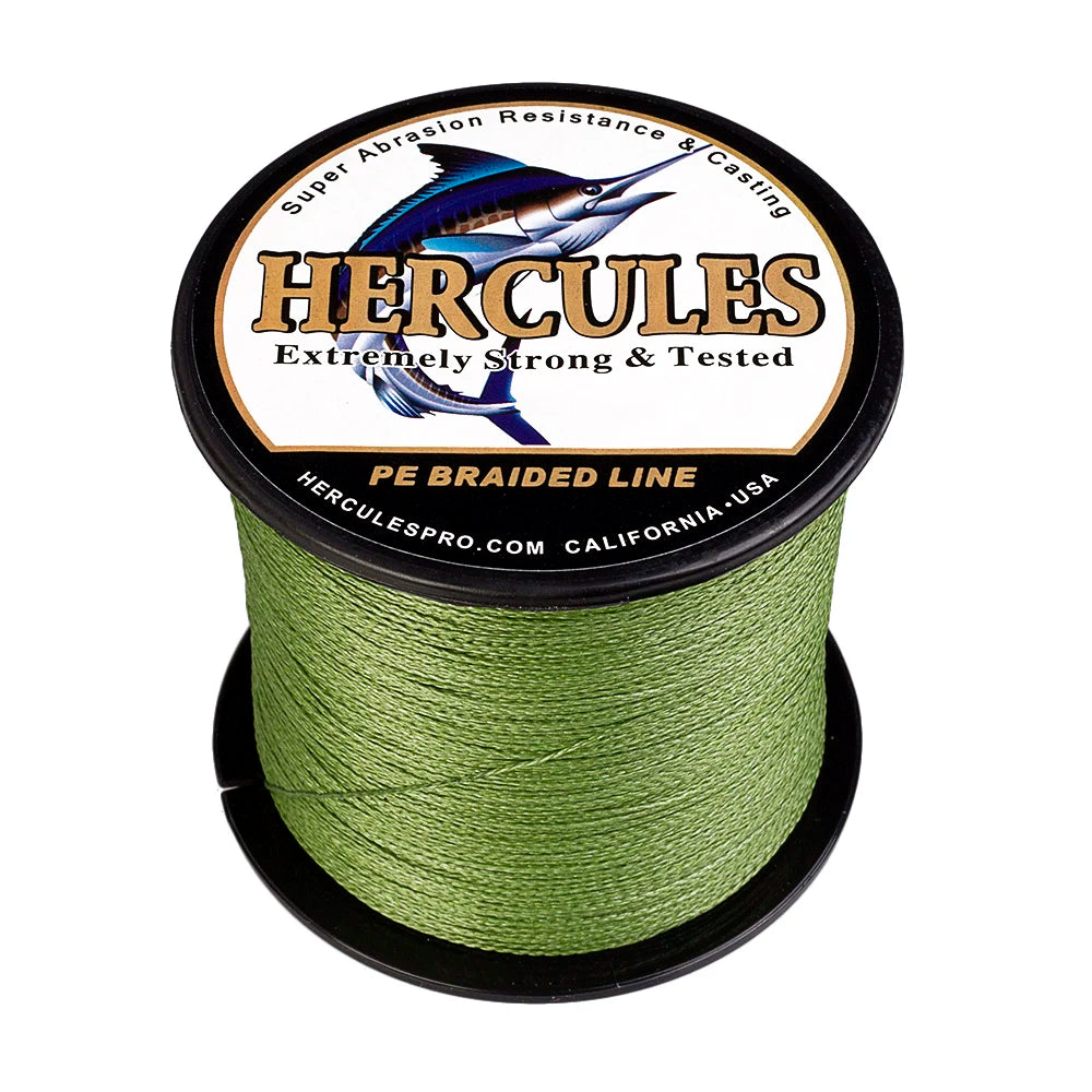 Hercules-braided fishing line, 100m, 300m, 500m, 1000m, 1500m, 2000m, army green, 4 strands, super strong saltwater fishing line