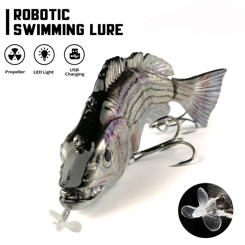 Robotic Swimming Lures 130mm 4 Segements Swimbait 35/54g Fishing Auto Electric Wobblers USB Rechargeable LED Light For Bass Pike