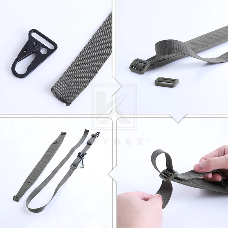 KRYDEX Tactical Sling Modular Gun Strap Slingster Removable 2 Point / 1 Point 2.25" Padded Sling Shooting Hunting Accessories