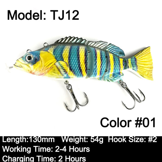 Robotic Swimming Lures 130mm 4 Segements Swimbait 35/54g Fishing Auto Electric Wobblers USB Rechargeable LED Light For Bass Pike