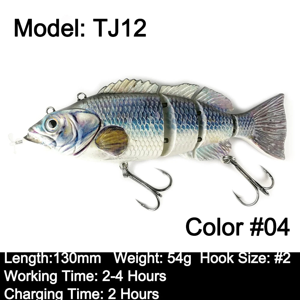Robotic Swimming Lures 130mm 4 Segements Swimbait 35/54g Fishing Auto Electric Wobblers USB Rechargeable LED Light For Bass Pike