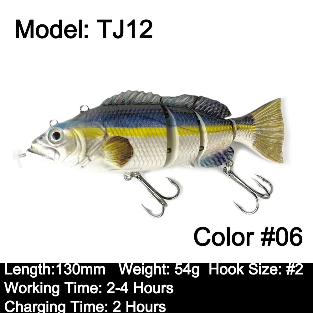 Robotic Swimming Lures 130mm 4 Segements Swimbait 35/54g Fishing Auto Electric Wobblers USB Rechargeable LED Light For Bass Pike