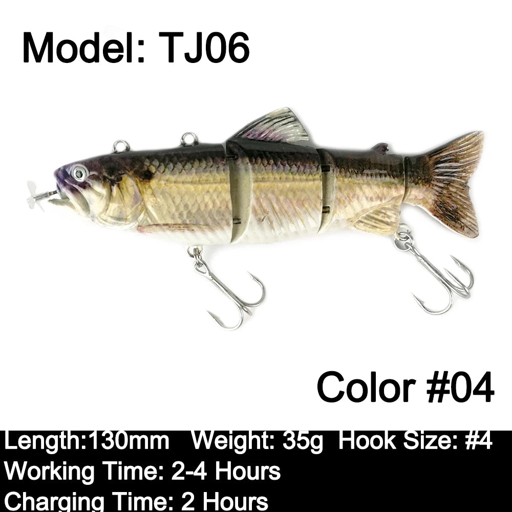 Robotic Swimming Lures 130mm 4 Segements Swimbait 35/54g Fishing Auto Electric Wobblers USB Rechargeable LED Light For Bass Pike