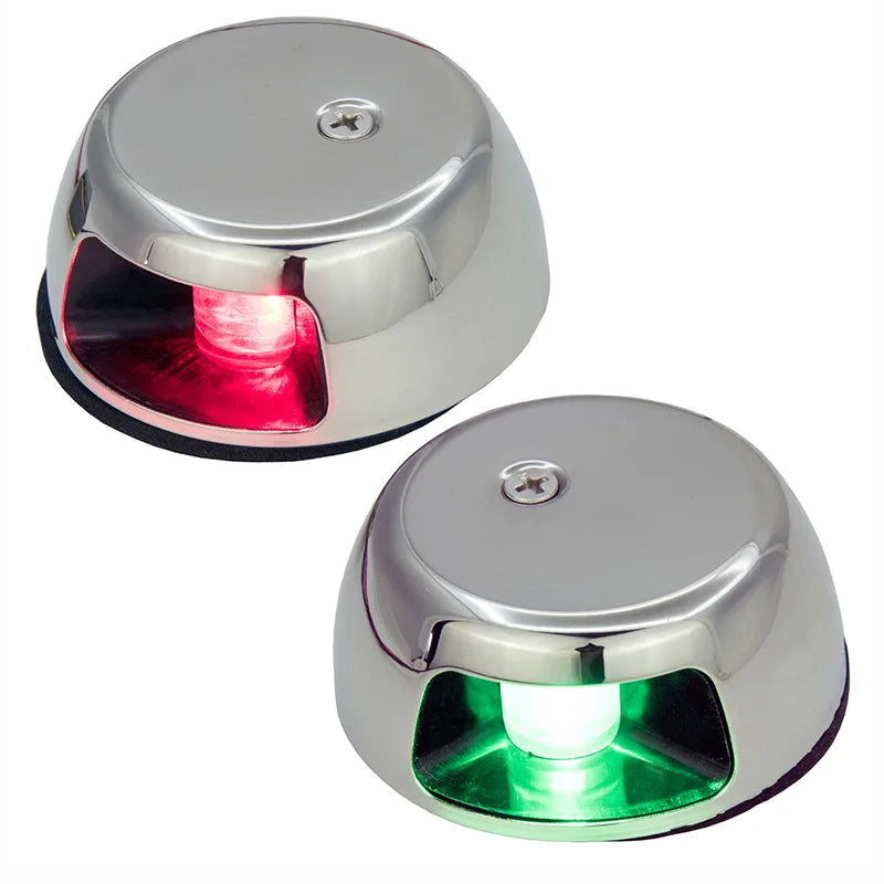 Marine LED Navigation Light Red Green Stainless Steel Side Lights Horizontal Mount 12V for Pontoon and Small Boat (Silver)