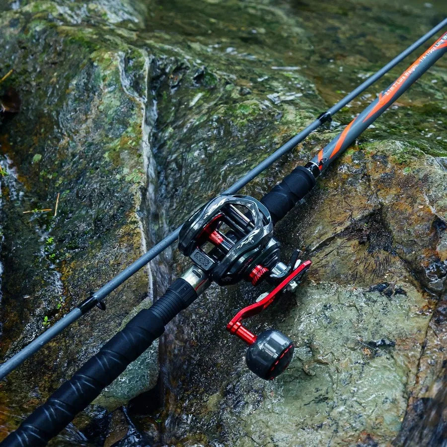 Baitcaster Rod Reel Combo CarbonGlass Composite 7'0 Fishing Pole with 400 Size Casting Reel Aluminum Reel Seat for