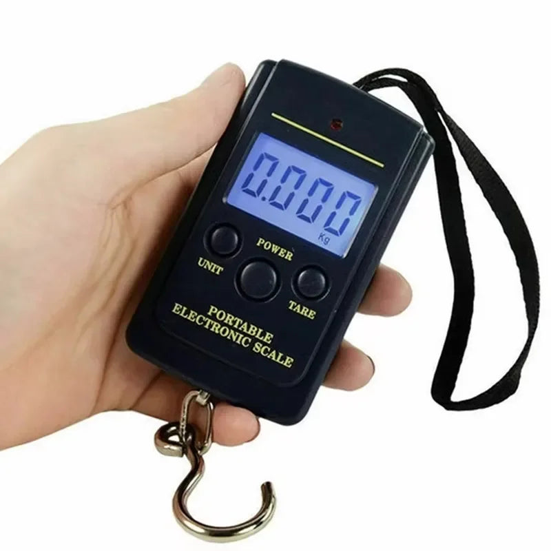 FLYSAND 110lb/50kg Electronic Scale Backlit LCD Display  with Measuring Tape Balance Digital Fishing Hanging Hook Scale Tool