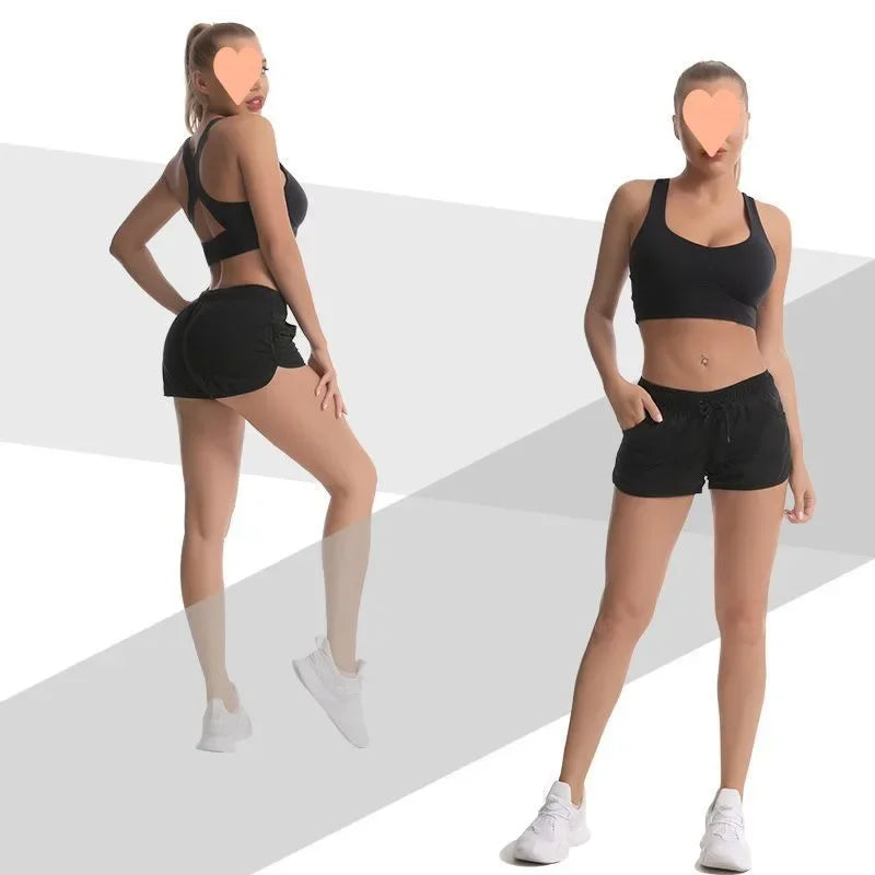 Summer Women Marathon Running Shorts Training Fitness Run YOGA Sports For Gym  Size