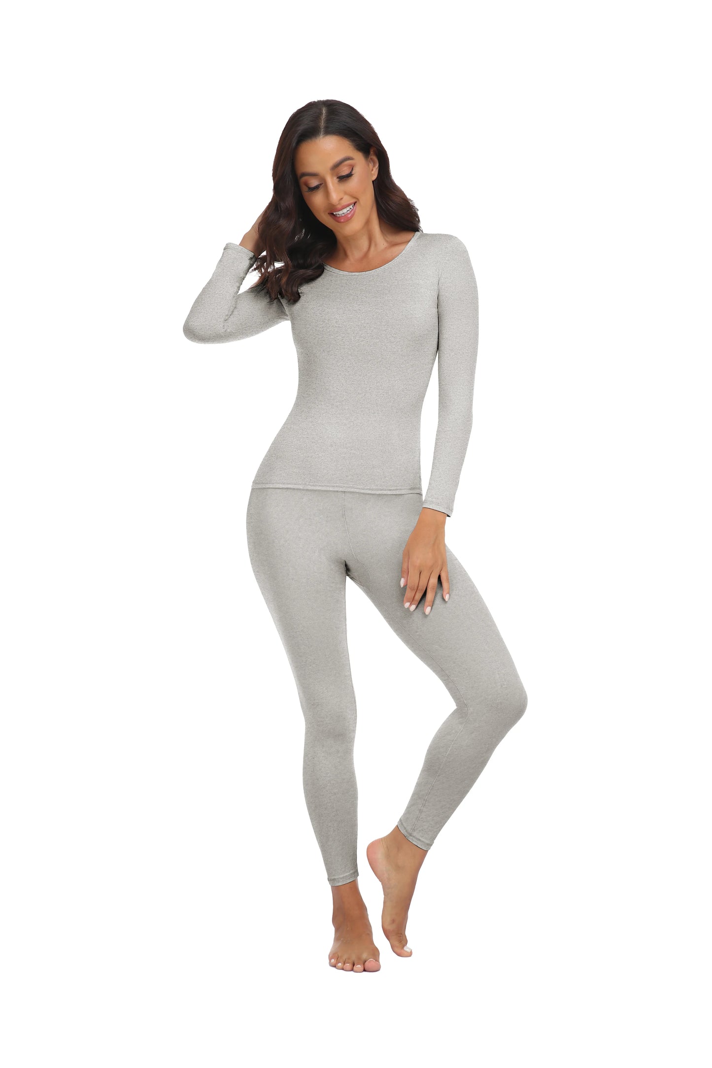 Women Thermal Underwear Set Long Johns Base Layer Set Warm Top Bottom for Winter Soft Round neck Lingerie Keep Warm Base Layer