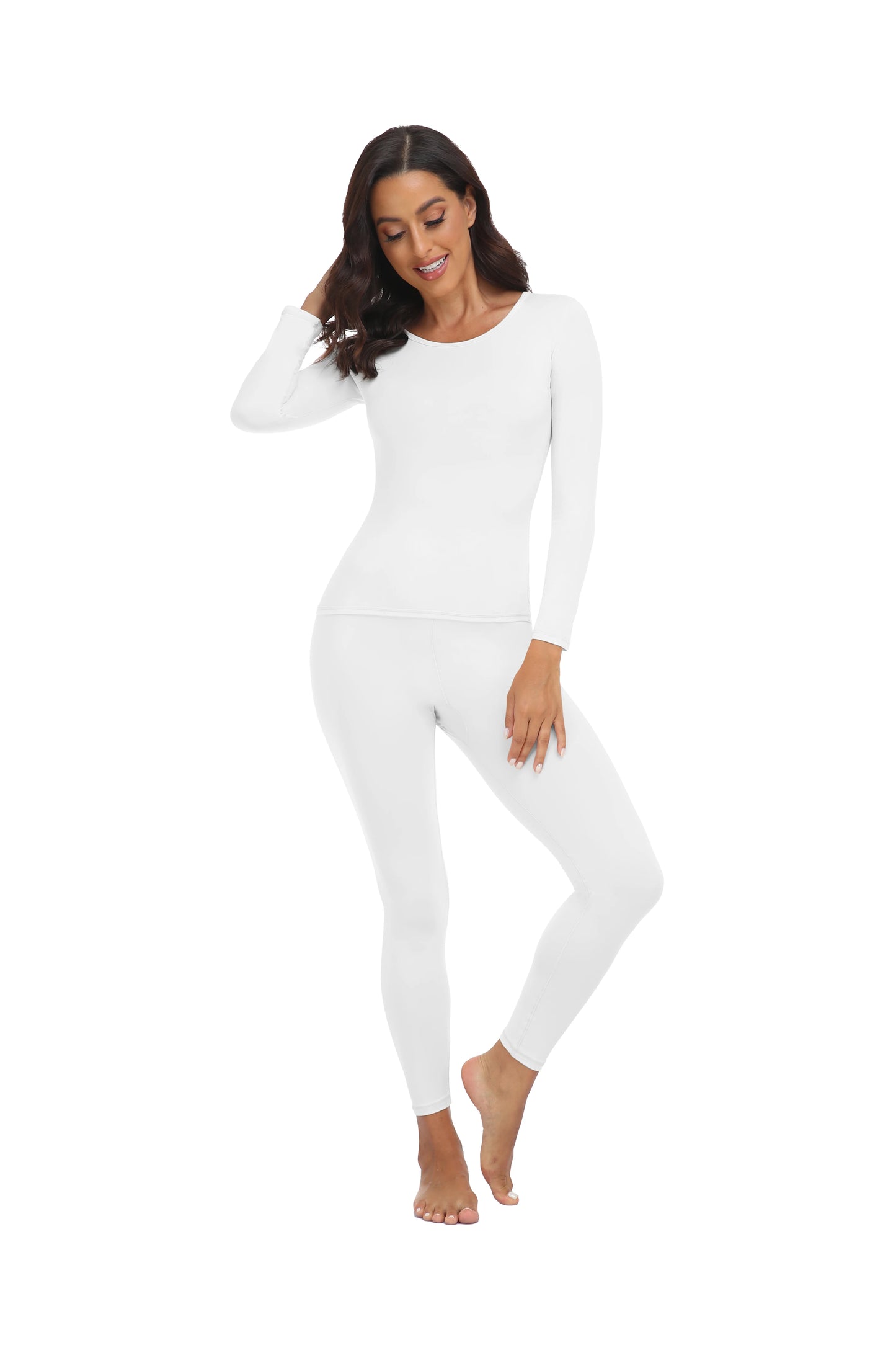 Women Thermal Underwear Set Long Johns Base Layer Set Warm Top Bottom for Winter Soft Round neck Lingerie Keep Warm Base Layer