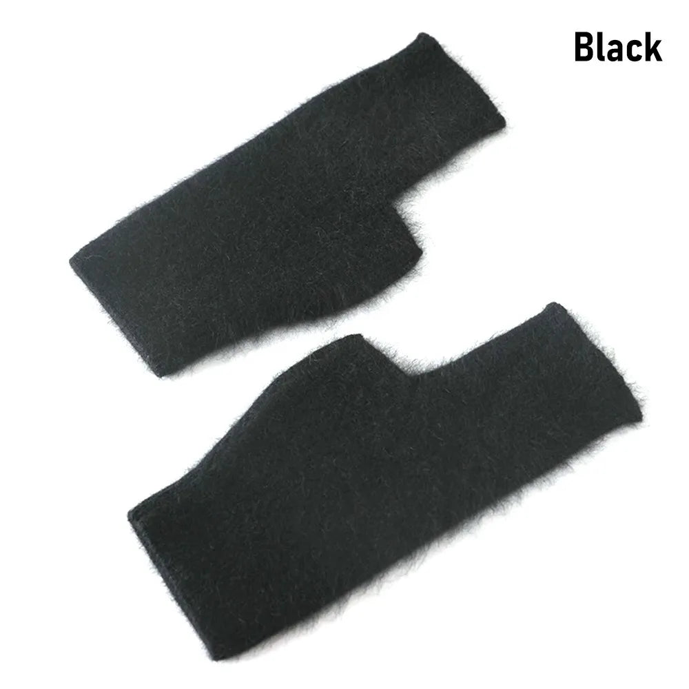 Mink Cashmere Gloves Autumn Winter Women Girl Gloves Fingerless Warm Knitted Wool Mitten Wrist Length Thumb Hole Mitts Fashion