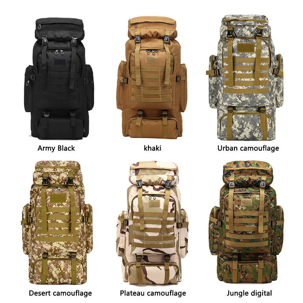 80L/600D Hiking Camping Backpack Mountaineering Bag Climb Bag Tactical Backpacks arge Backpack Waterproof Climbing Rucksack