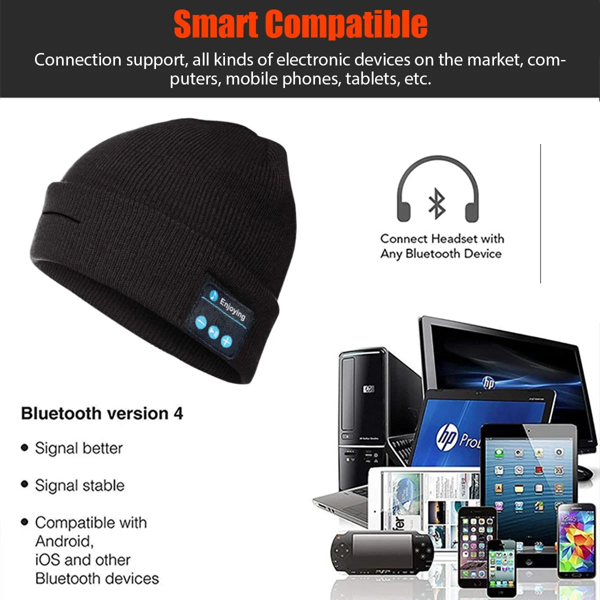 Bluetooth Music Hat Winter Warm Running Sports Hat For Men And Women Soft Windproof Hat For Hiking Fitness Cycling Running Yoga