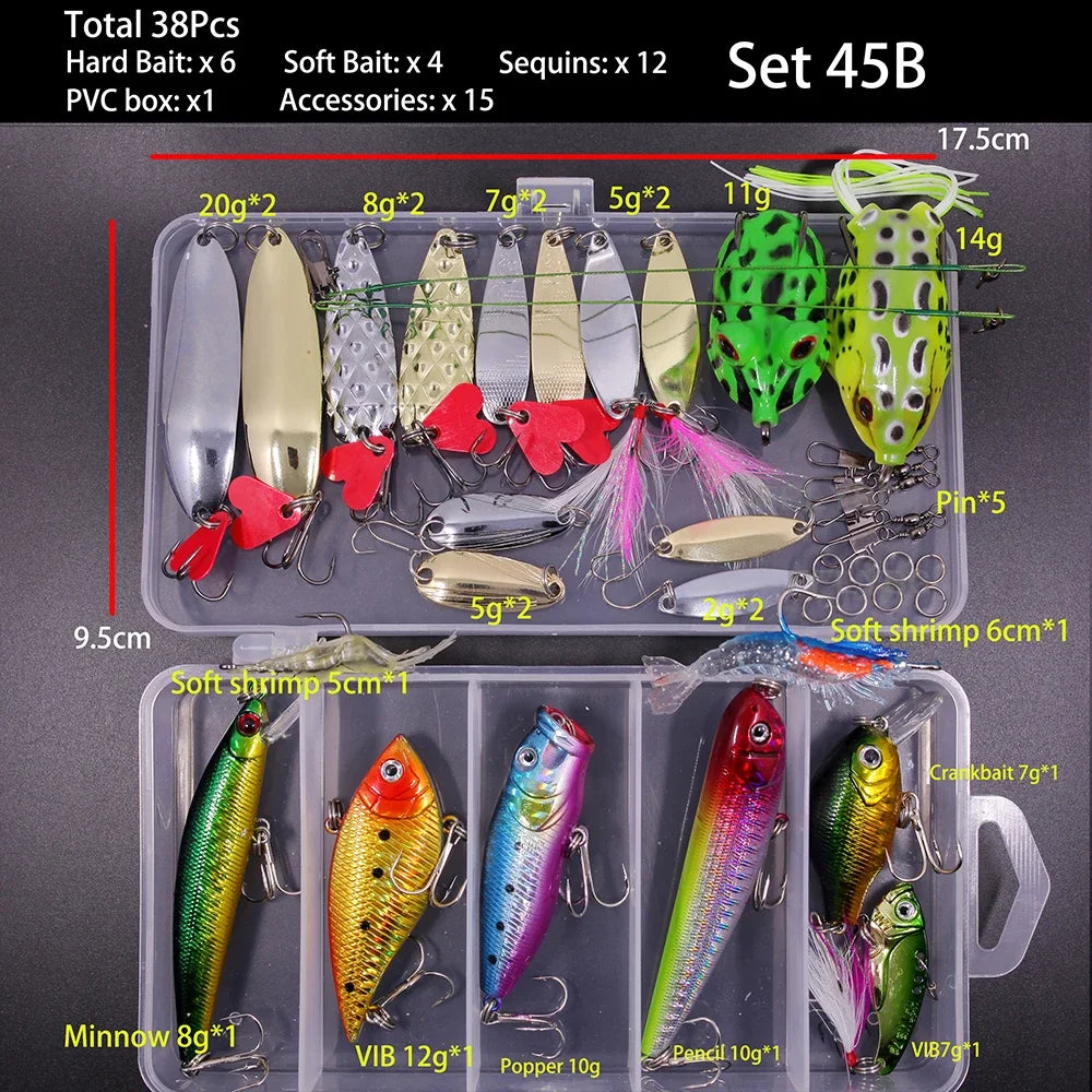 Big Mixed Fishing Lure Set Soft Hard Bait Kit Artificial Bionic Minnow Swing Metal Jig Spoon Fishing Tackle Pesca,12 Sets Option