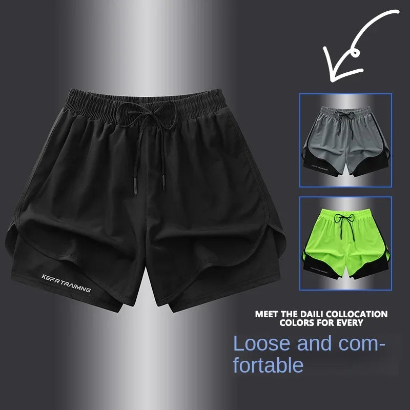 【 S-5XL 】2025 Sports Three Piece Pants Summer Popular Anti glare Double layered Sports Shorts for Men and Women Couples Ru