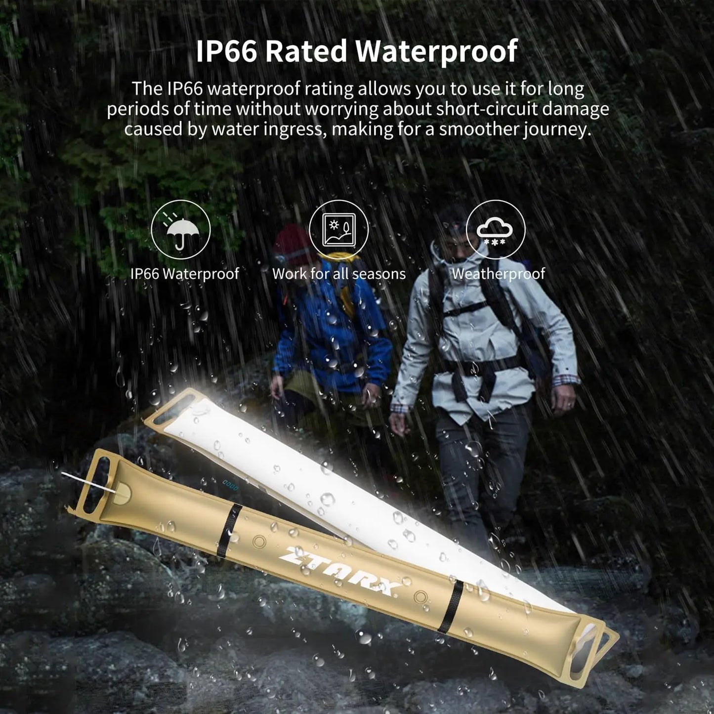 Corded Plug-in Model Camping Tent Light Bar IP66 Waterproof LED Tube, Foldable Inflatable Outdoor Lights Suitable for Camping