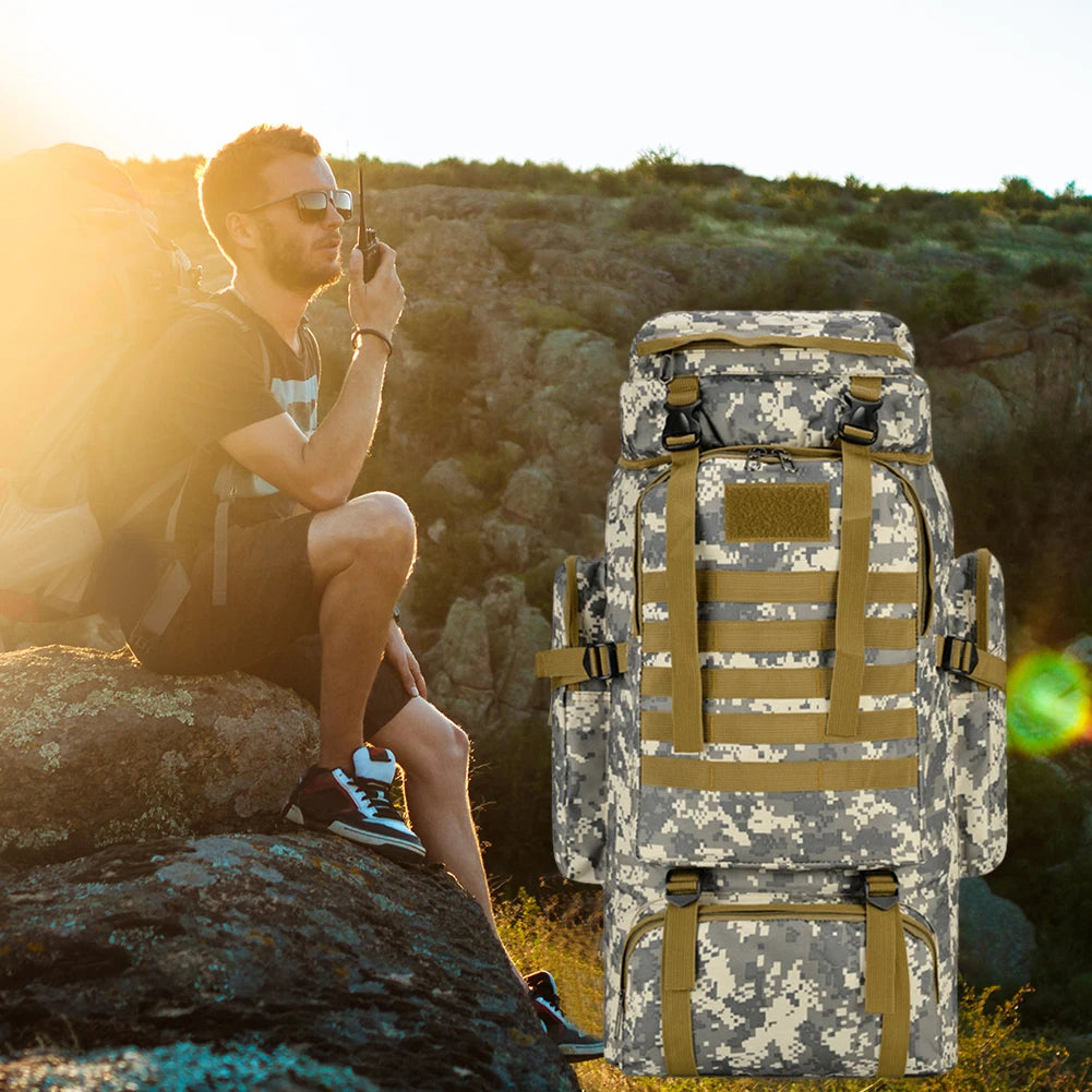 80L/600D Hiking Camping Backpack Mountaineering Bag Climb Bag Tactical Backpacks arge Backpack Waterproof Climbing Rucksack