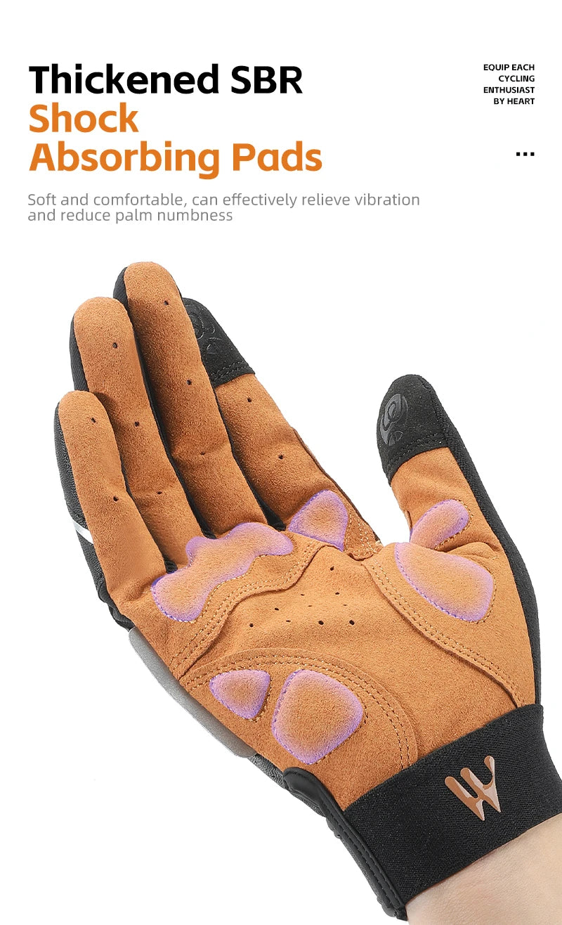 WEST BIKING Autumn Winter Men's Full Finger Cycling Gloves Touch Screen Anti-Slip Sports Gloves Thin Breathable  Bicycle Gloves