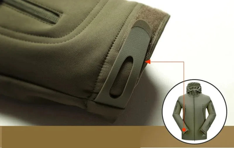 Men's hooded casual military outdoor multifunctional jacket, fashionable shark skin soft shell tactical waterproof jacket