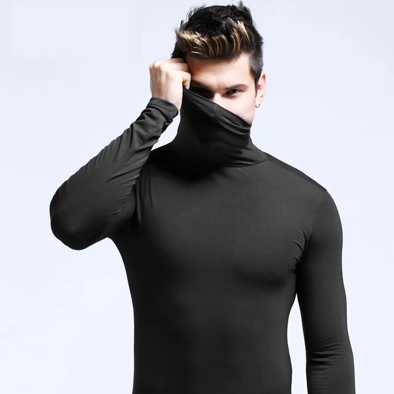 Thermal Underwear Tops Men Winter Clothes Thermal Shirt Autumn Men's Winter Tights High Neck Thin Slim Fit Long Sleeve T-shirt