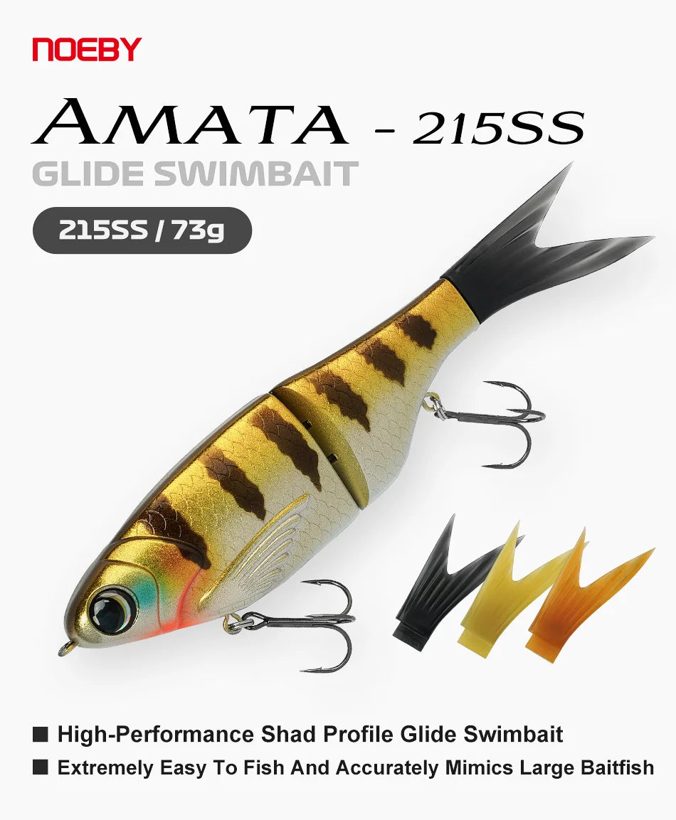 Noeby Amata Glide Swimbait Soft Lure 215mm 73g Slow Sinking Silicone Wobblers for Pike Bass Shad Glide Swimbait Fishing Lures