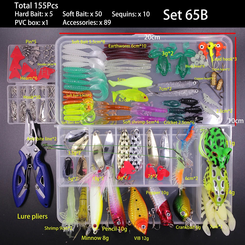 Big Mixed Fishing Lure Set Soft Hard Bait Kit Artificial Bionic Minnow Swing Metal Jig Spoon Fishing Tackle Pesca,12 Sets Option