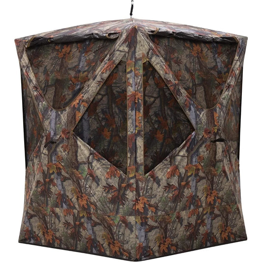 Portable Hunting Blind 2-Person, Tall Hub Blind for Standing Shoot, Lightweight 80"x75"x75" Bloodtrail Woodland