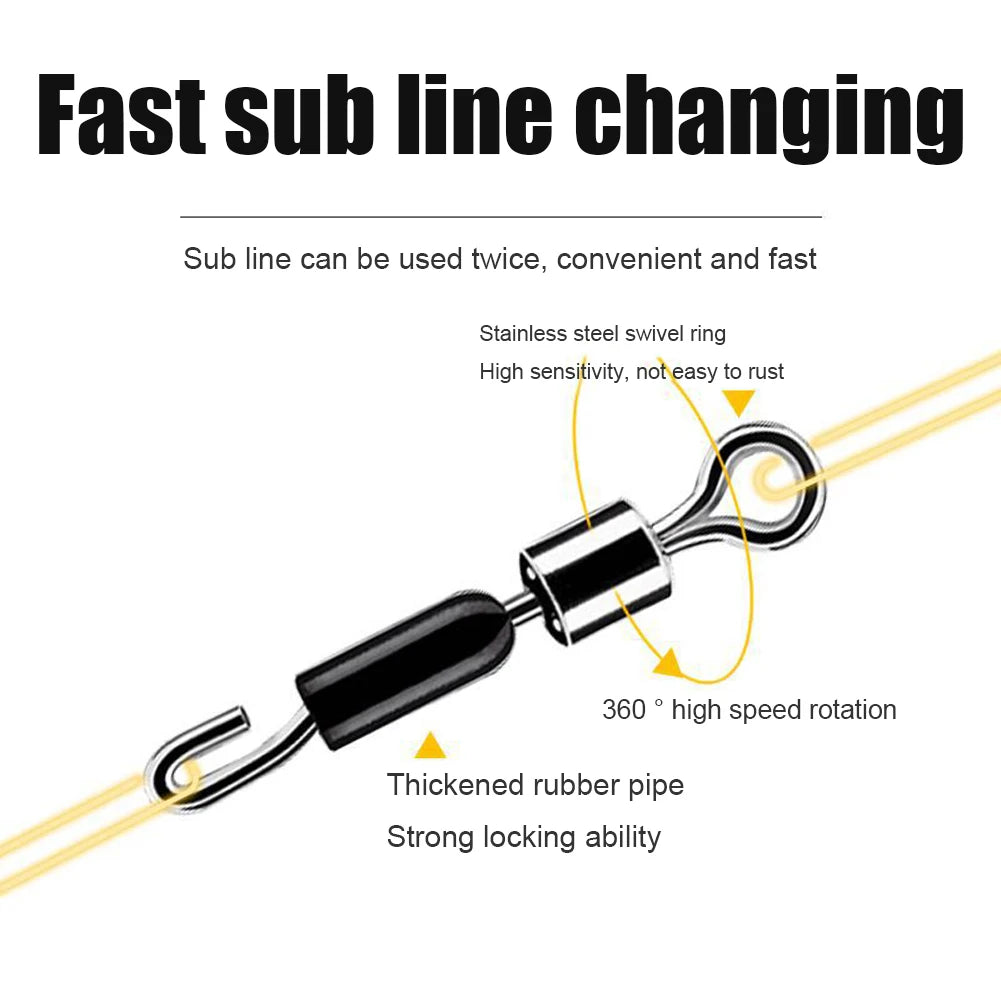 50pcs Fishing Barrel Bearing Rolling Swivel Solid Ring Professional Quick Fast Link Hook Connector for Fisherman Accassories