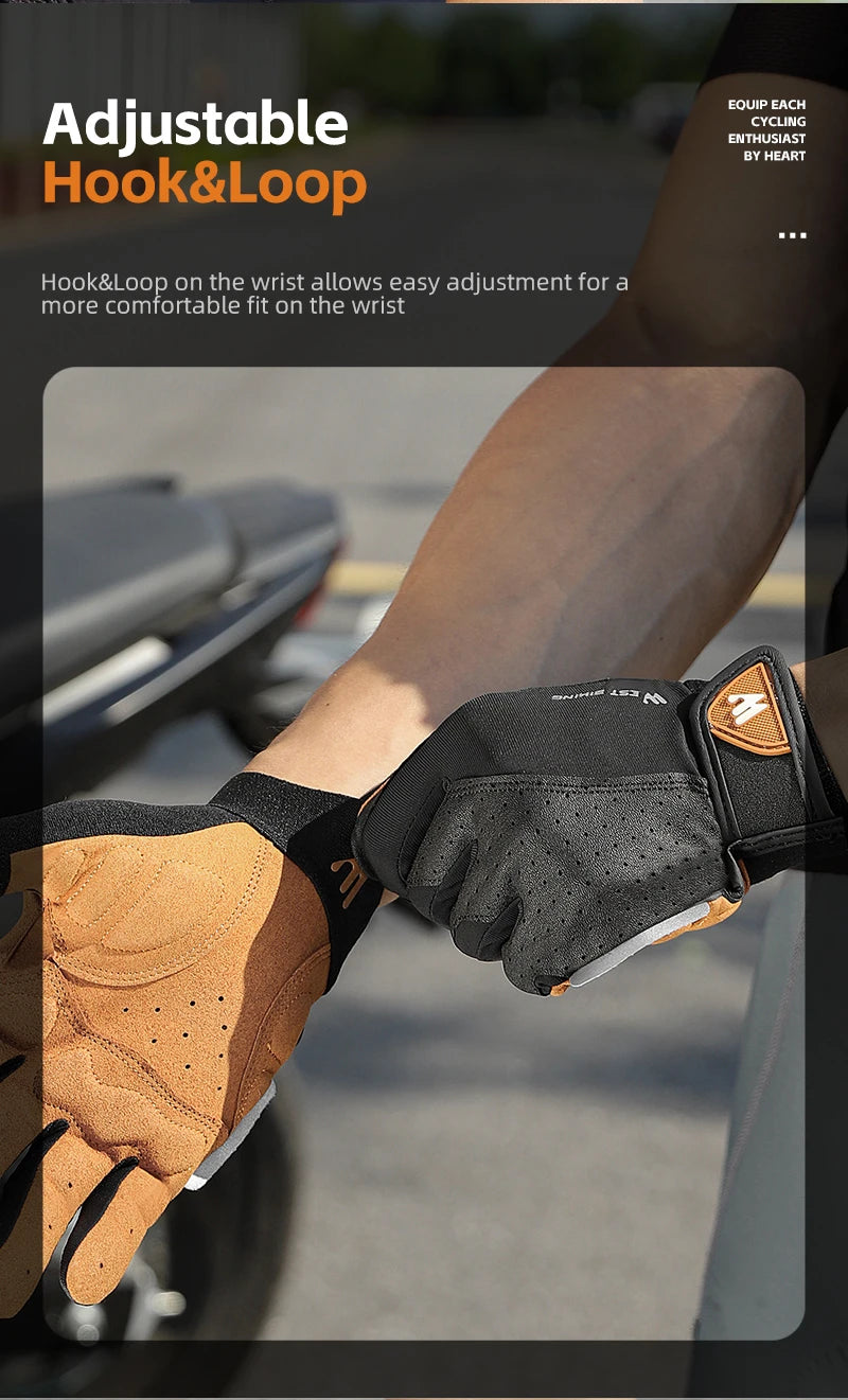 WEST BIKING Autumn Winter Men's Full Finger Cycling Gloves Touch Screen Anti-Slip Sports Gloves Thin Breathable  Bicycle Gloves