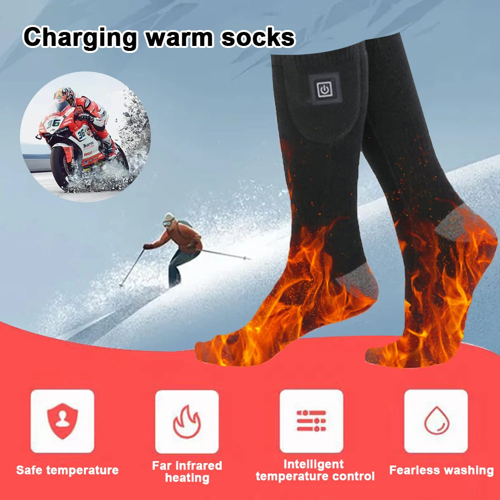 Electric Heated Socks 3 Level Temperature Electric Heating Socks Cold-Proof Skiing Sock for Cycling Camping Skating