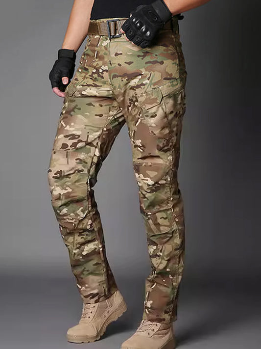 Men's Hiking Pants Climbing Camping Casual Cargo Pants Military Army Camo Pants Combat Work Pants 8 Pockets(No Belt)