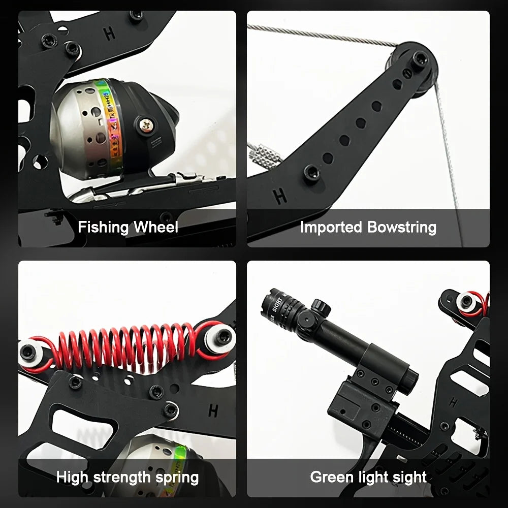 Fire Dragon Dual-Use Compound Bow with Fishing Reel and Sight-Fast Shooting Speed, Ultra-Stable for Hunting, Fishing and Archery