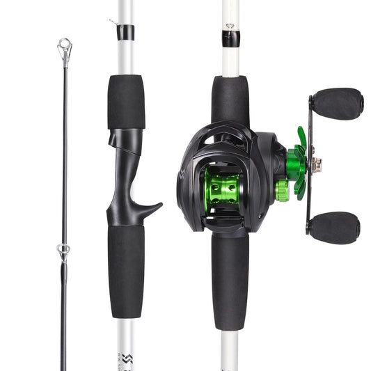 Sougayilang Fishing Rod Reel Combo 1.8m 4-Sections Carbon Fiber Rod and 7.2:1 Speed Gear Ratio Max Drag 8kg for Bass Pike Pesca