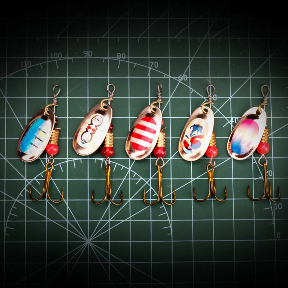 10Pcs Spinner Bait Sequins Bait 360 Degree Rotating Treble Hooks Wobblers Artificial Bass Bait for Freshwater Seawater