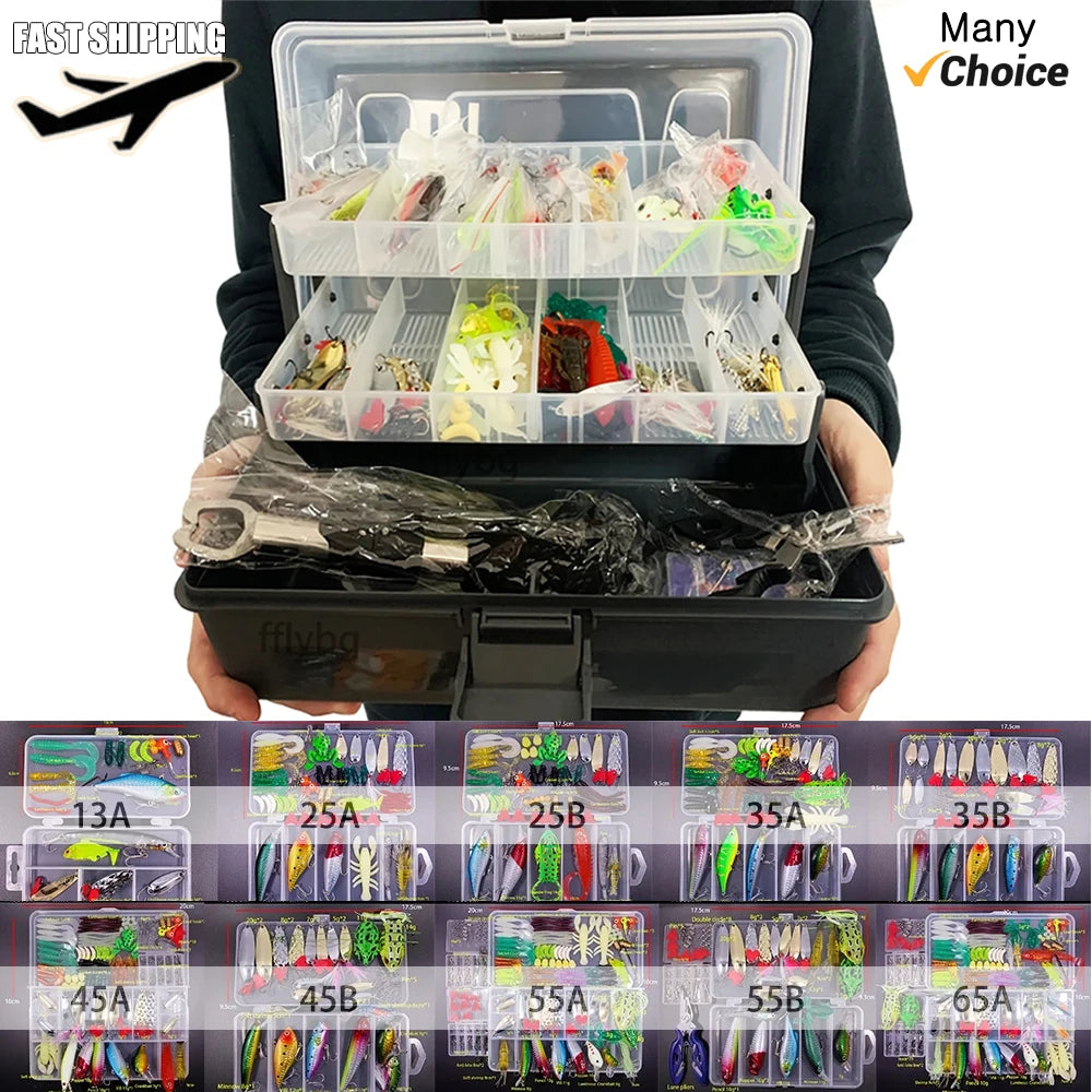 Big Mixed Fishing Lure Set Soft Hard Bait Kit Artificial Bionic Minnow Swing Metal Jig Spoon Fishing Tackle Pesca,12 Sets Option