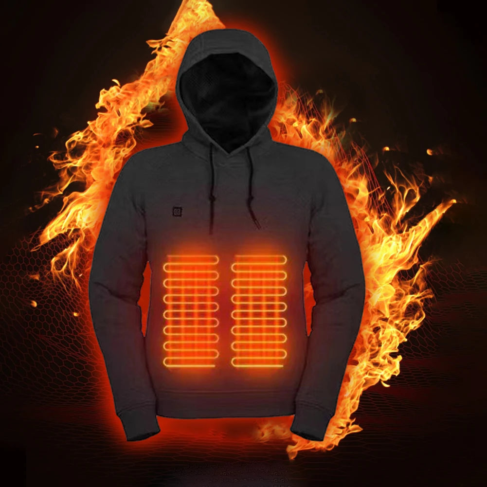 5 Heating Zones Heated Jacket Men Women Vintage Gothic Cozy USB Rechargeable Long Sleeve Streetwear Loose Coats Soft 3 Levels