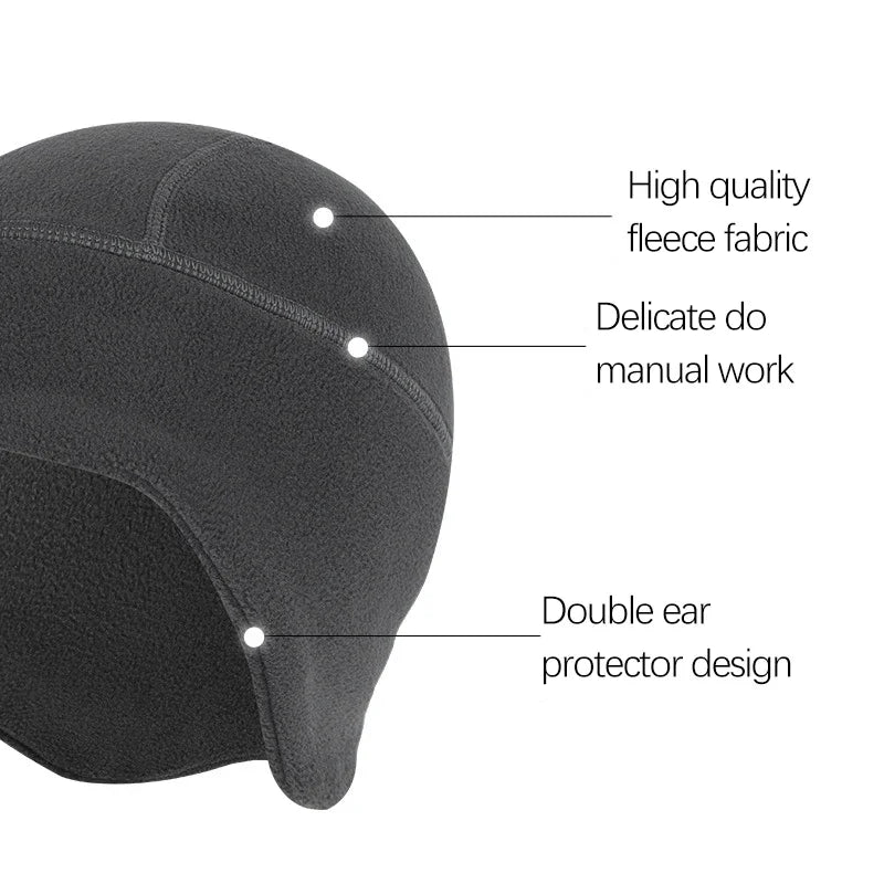 Cycling Beanie Warm Men's Cap Winter Hat Polar Fleece Ear Cover Women Hat Motorbike Windproof Cold-Proof Elastic Skiing Run Soft