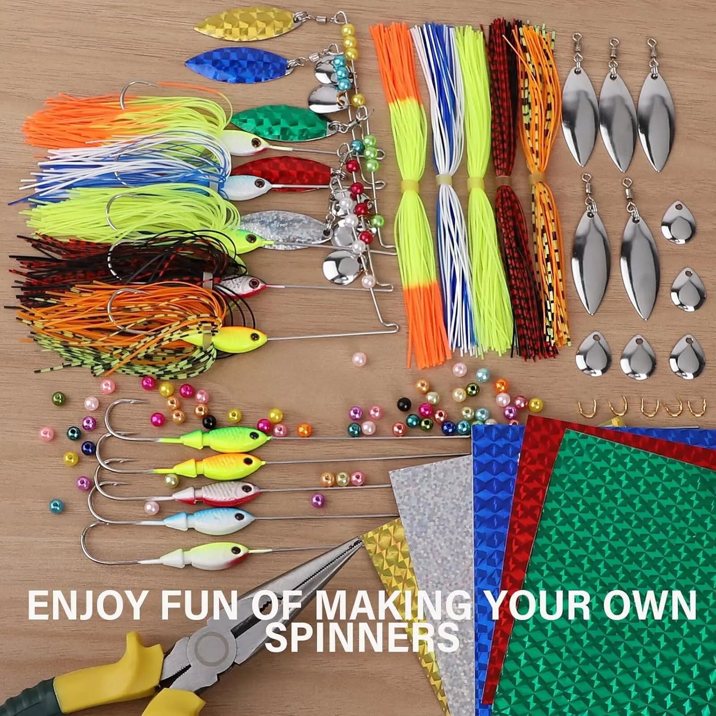 107pcs Fishing Lure Making Kit DIY Spinner Making Kit, Inline Spinner Baits for Bass Fishing Trout Freshwater Gift for Men