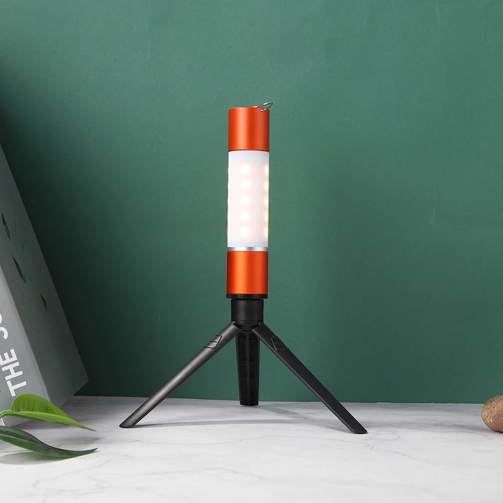 Outdoor Camping LED Telescopic Flashlight with Tripod Nuts Multifunctional Rechargeable Retractable Torch Light Table Lamp