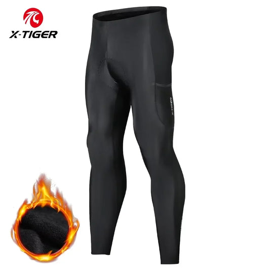 X-TIGER Winter Men's Cycling Bib Pants Cold Resistant Keep Warm Wool Breathable 5D Gel Pad TMB Mountain Road Cycling Pants