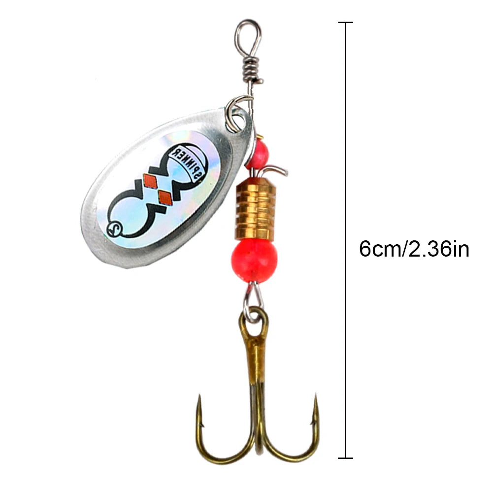 10Pcs Spinner Bait Sequins Bait 360 Degree Rotating Treble Hooks Wobblers Artificial Bass Bait for Freshwater Seawater