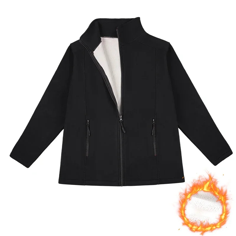 Women's Fleece Full Zip-up Casual Jackets Autumn Winter Warm Thicken Coat with Pockets Fleece Sweater Soft Outerwears